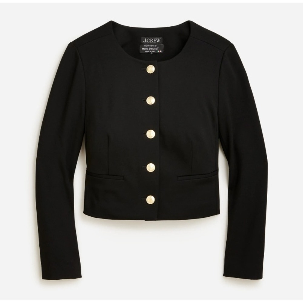 J. Crew Louisa lady jacket in Italian ponte‎ in Black sz 12